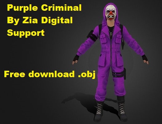 Prisma 3d, free fire, Purple Criminal, 3D Model, obj, Free download, Prisma 3d, modeling
