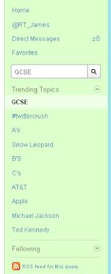 Twitter trending topics from 27 August 2009