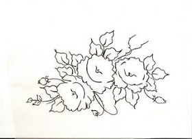 desenho de rosas para pintura tecido