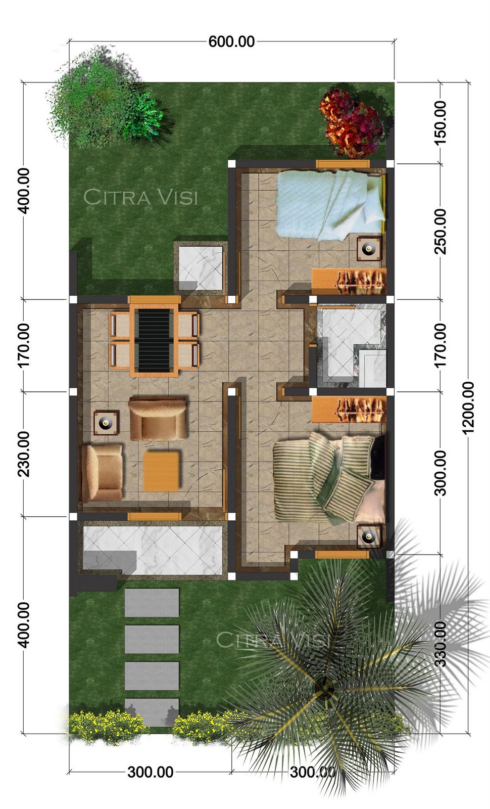 Denah Rumah Ukuran 6 X 12 Dengan 2 Kamar Tidur REFERENSI RUMAH