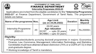 TN Finance Department Recruitment 2022 20 Interns Posts