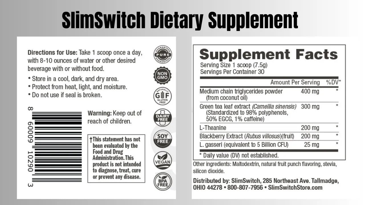 SlimSwitch weight loss Supplement Facts