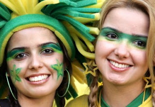 Cute Girls Fan Spirit From Brazil Vs Portugal Show the Smile