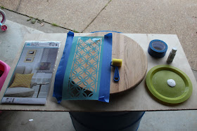 martha stewart stencil and minwax stain on lazy suzan