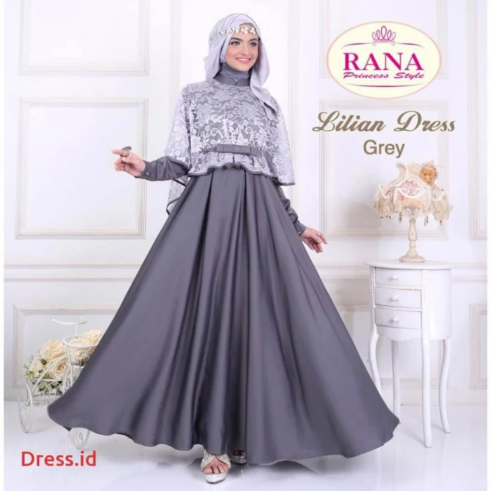 Model Gamis Brokat Kombinasi Satin Untuk Pesta Ragam Muslim