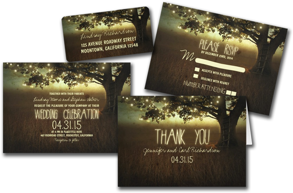  String Of Lights Rustic Wedding Invitations