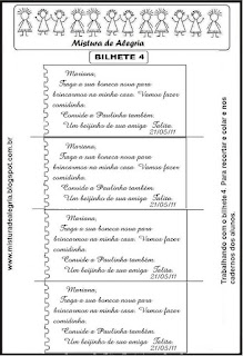 Atividades com bilhetes para alfabetização