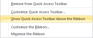 Show Quick Access Toolbar Above the Ribbon