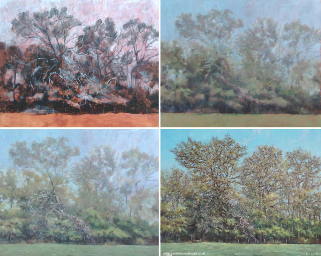 stages of painting line of trees in fall Martin davey