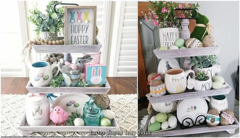 Easter Decoration, Tiered Trays, Easter Decor