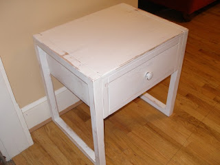 Rustic Furnishings' Side table distressed in white paint