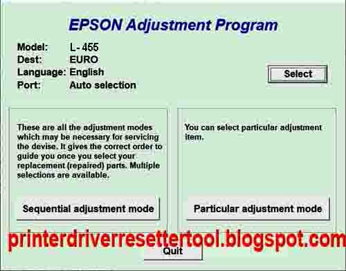 Epson L455 Resetter Adjustment Program Tool Free Download 2021