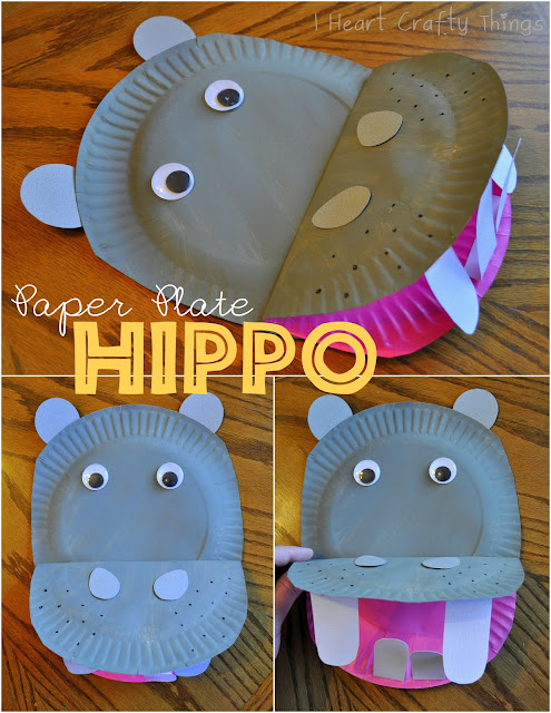 I Heart Crafty Things | Paper Plate Hippo