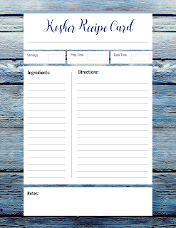Kosher Recipe Cards - Free Printable Digital Files - Blue Wood Abstract Theme