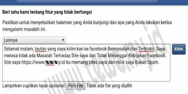 Tautan di blokir facebook