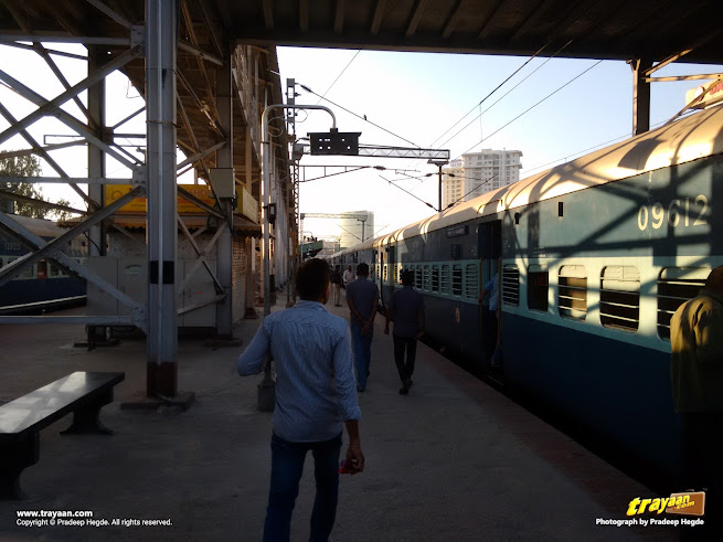 Train to Mangaluru at platform of Yesvantpur railway station in Bengaluru