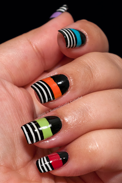 Black and White In Color Tape Nail Art Bondi New York BarryM Nfu Oh Zoya Tutorial