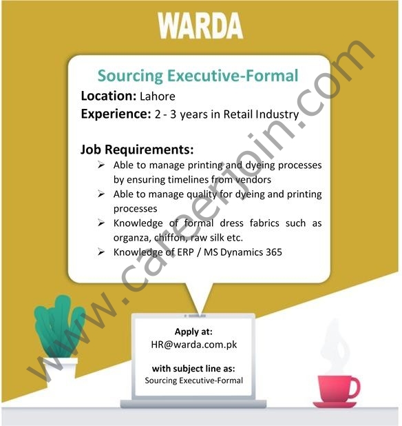 WARDA Designer Collection Pvt Ltd jobs 2021 in Pakistan