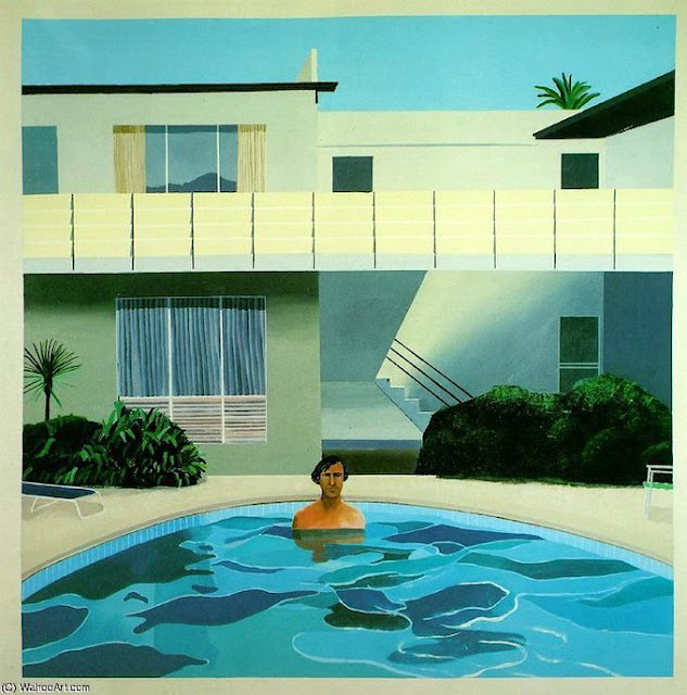 David Hockney (bn. 1937) Nick Wilder in his pool, 1964. Collection privée