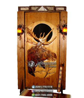 Pintu Jati Ukir Motif Hewan