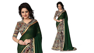 Oomph! Women's Georgette Saree with Blouse Piece