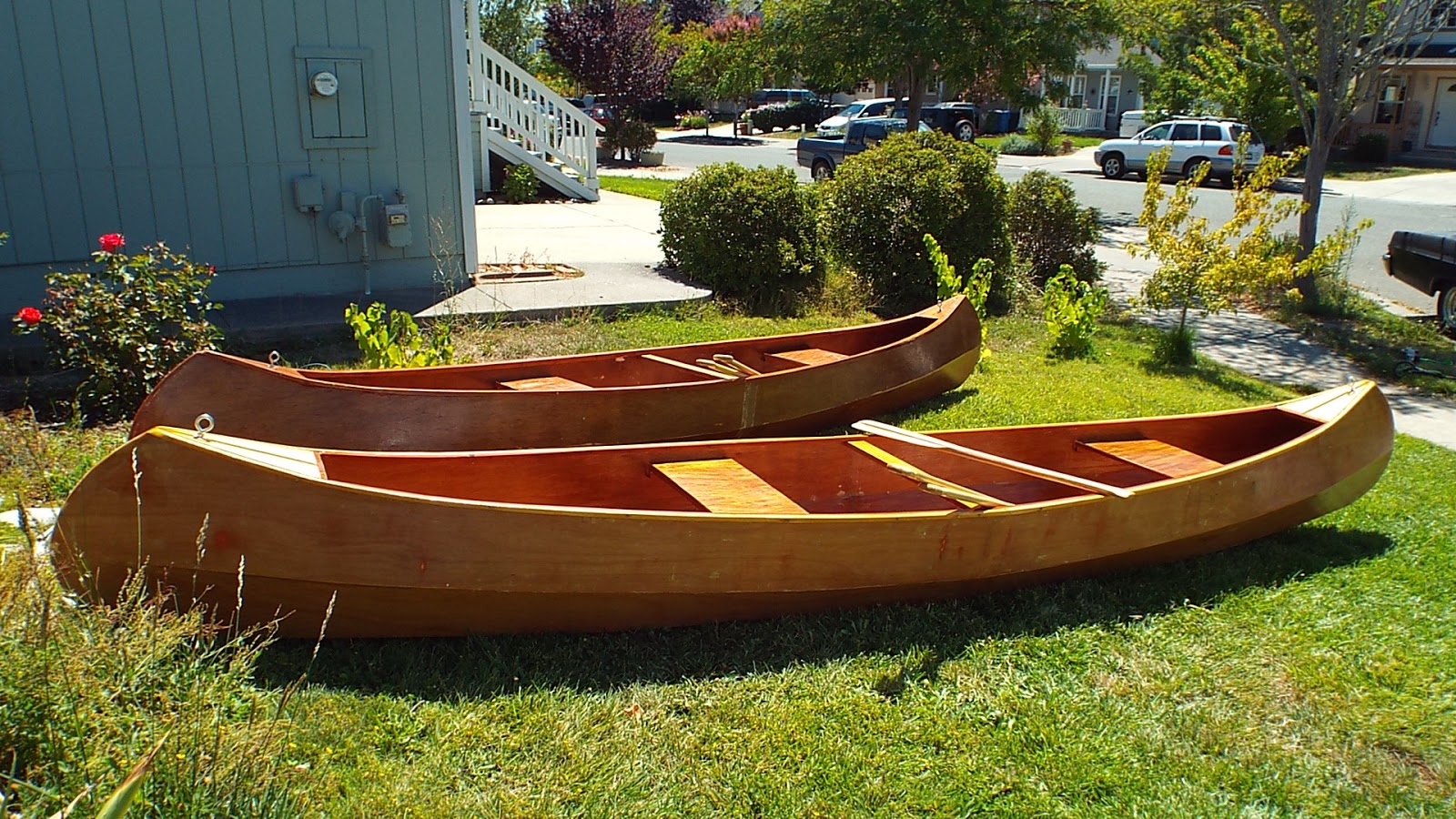 The author's first homemade canoes. The design is "Wren" by Selway 