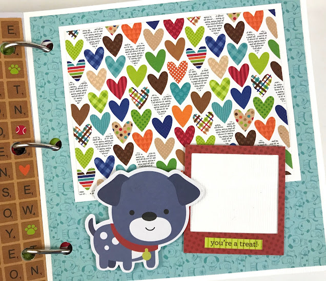 Dog Scrapbook Album page with hearts & pawprints