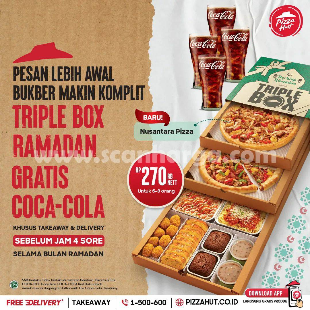 Promo PIZZA HUT Triple Box Ramadan ~ GRATIS⁣ Coca-Cola