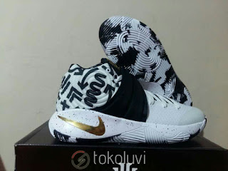 Nike Kyrie Irving 2 White Black Gold Sepatu Basket Premium, harga nike kyrie irving 2, nike kyrie irving 2 basket, nike kyrie irving 2 premium, replika ,import 