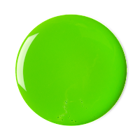 A big circular pool of bright green shower gel on a bright background