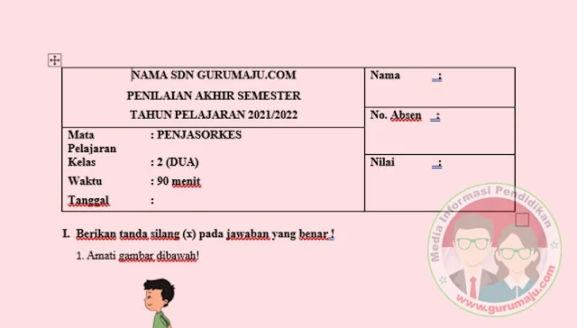 Soal UAS / PAS PJOK Kelas 2 Semester 1 K13