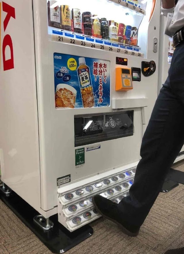Foot Operated Vending Machine In Japan