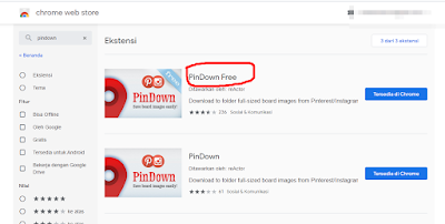 mendownload  pindown free dari webstore