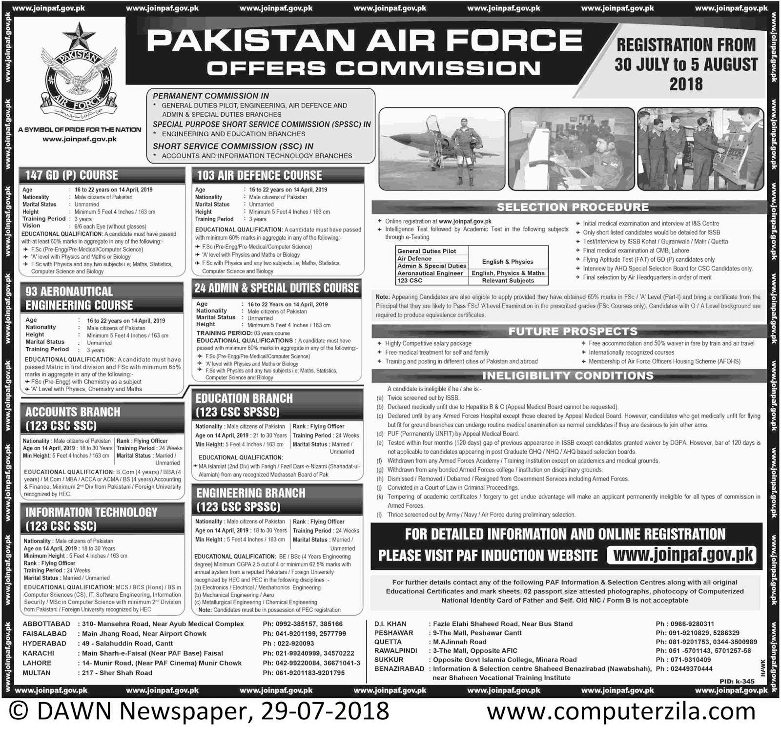 PAF Offers Commission at Pakistan Air Force