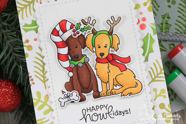 Golden Retriever Dog Lover Christmas Card by Juliana Michaels featuring Newton's Nook Designs Happy Howl-idays Stamp Set