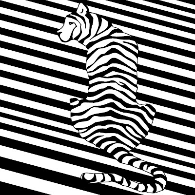 op art of tiger black and white