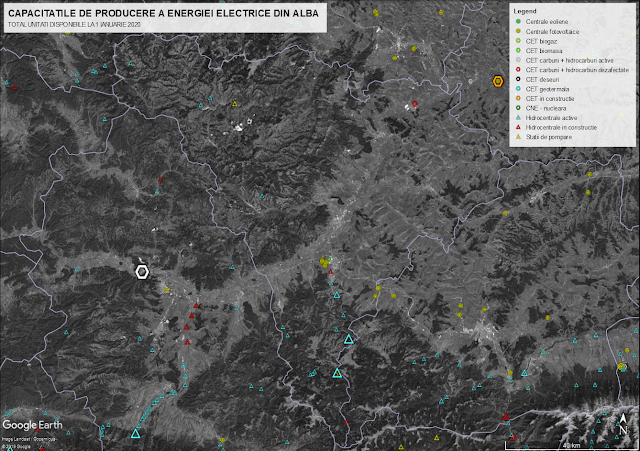 Unitati de producere a energiei electrice din judetul Alba in anul 2020.