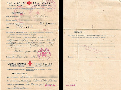 courrier transmis par la Croix Rouge Française en Tunisie 1944