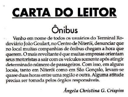 Notícias de Transportes: Carta do Leitor - Ônibus