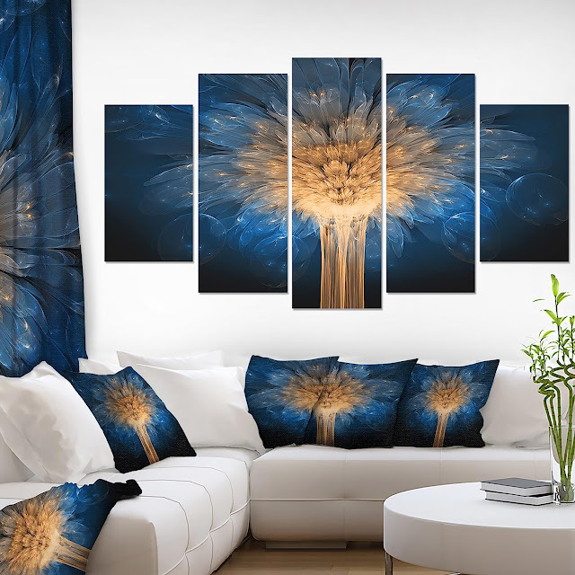 3D Blue Dragon Flower-Abstract Art Canvas