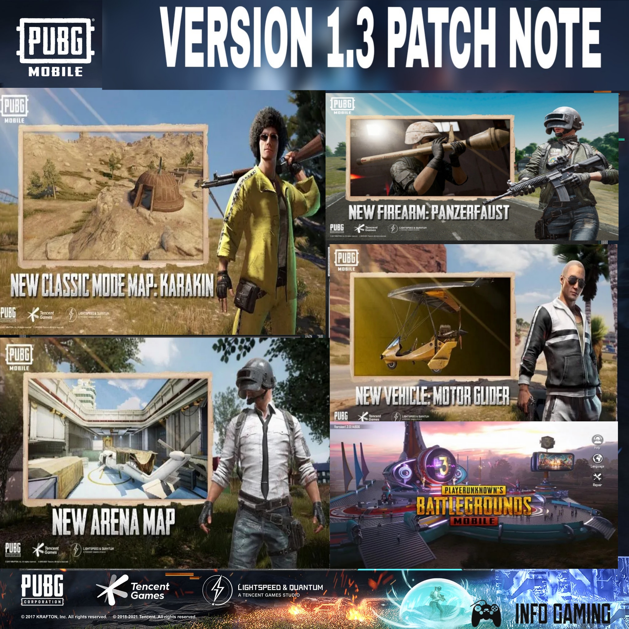 PUBG Mobile 1.3 update patch notes: New Karakin and Arena map, Motor Glider, and more