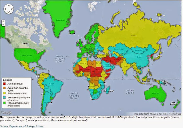 Map of dangerous countries