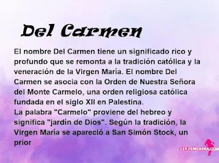 significado del nombre Del Carmen