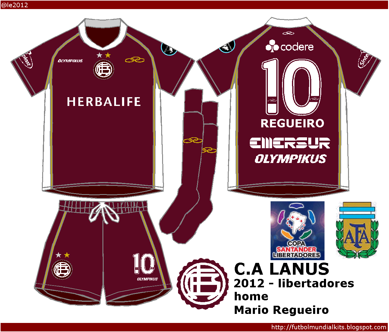 Download Fútbol Mundial Kits - Uruguay: C. A. Lanús - 2012 (libertadores)