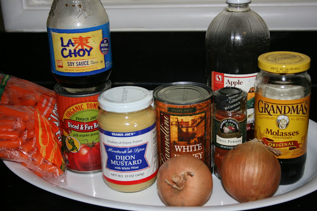 These are the ingredients needed to make baked bean soup in the crockpot slow cooker. A Vegetarian and gluten free delicious and hearty dinner.