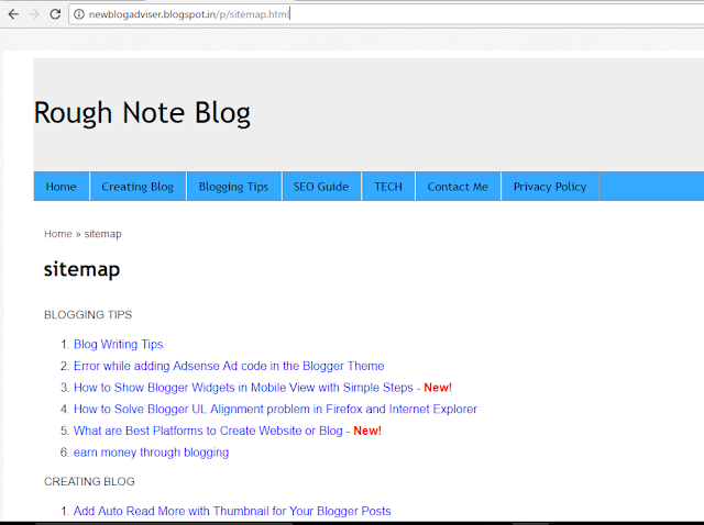 How To Create Sitemap Page in Blogger Blogspot