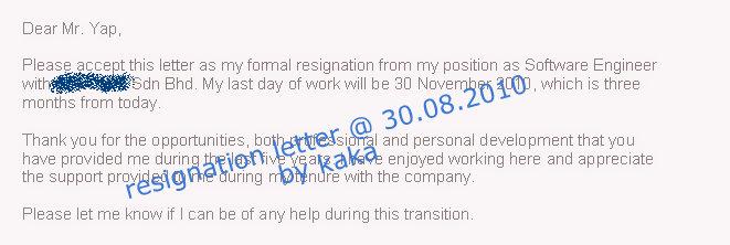 resignation letter