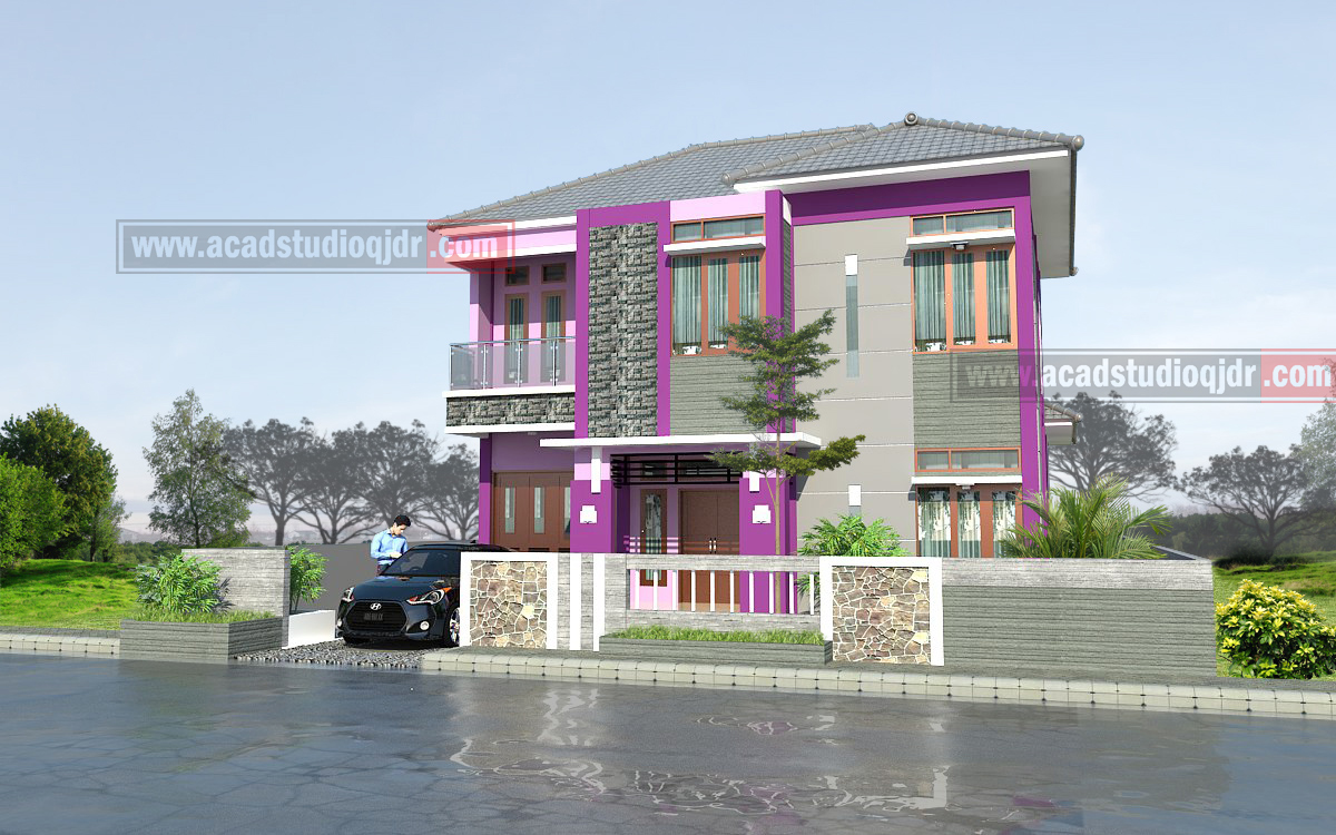 Download Rumah Minimalis 2 Lantai Warna Ungu Desainrumah72