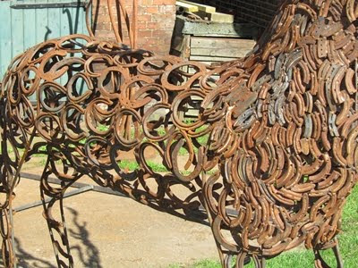 welded horseshoe art. from old horseshoes welded