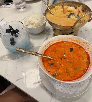 A mouthwatering dish of red chicken curry and rice from Sister's Thai Restaurant in Alexandria, Virginia